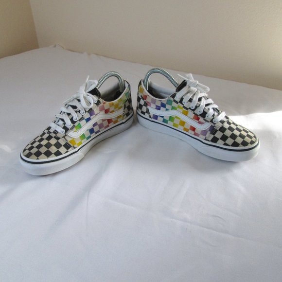 Vans Missy Multi-Colored Checkers Sneakers Size 2 Pre-worn Fair Condition - Picture 3 of 8